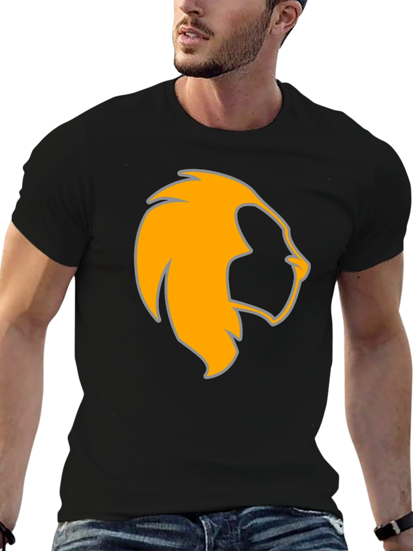 Lion Head Graphic Black Tee - Bold & Stylish