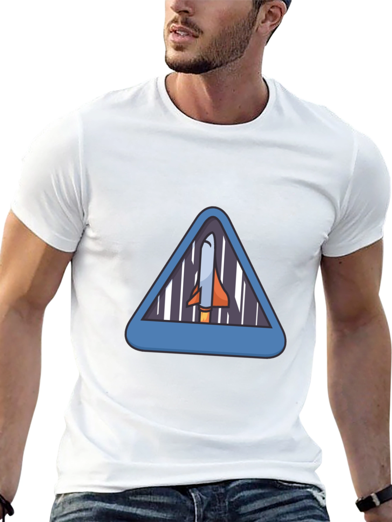 Rocket Triangle Graphic T-Shirt - Space Adventure Tee