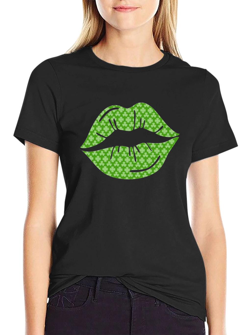 St. Patricks Day Shamrock Lips Graphic Tee