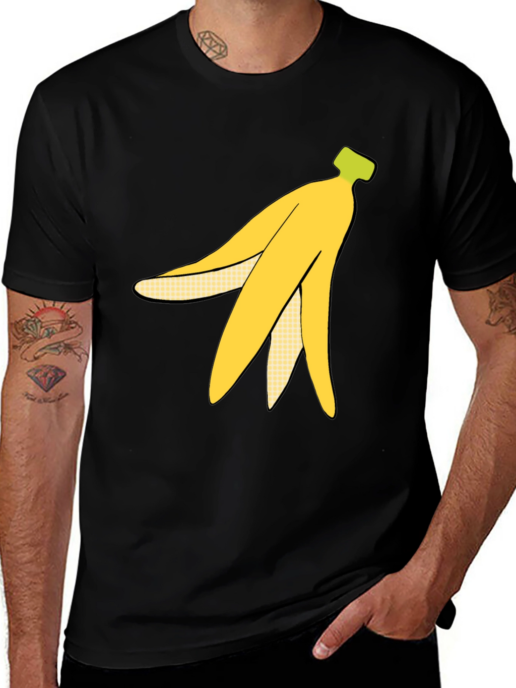 Banana Peel Graphic Tee - Quirky Black T-Shirt