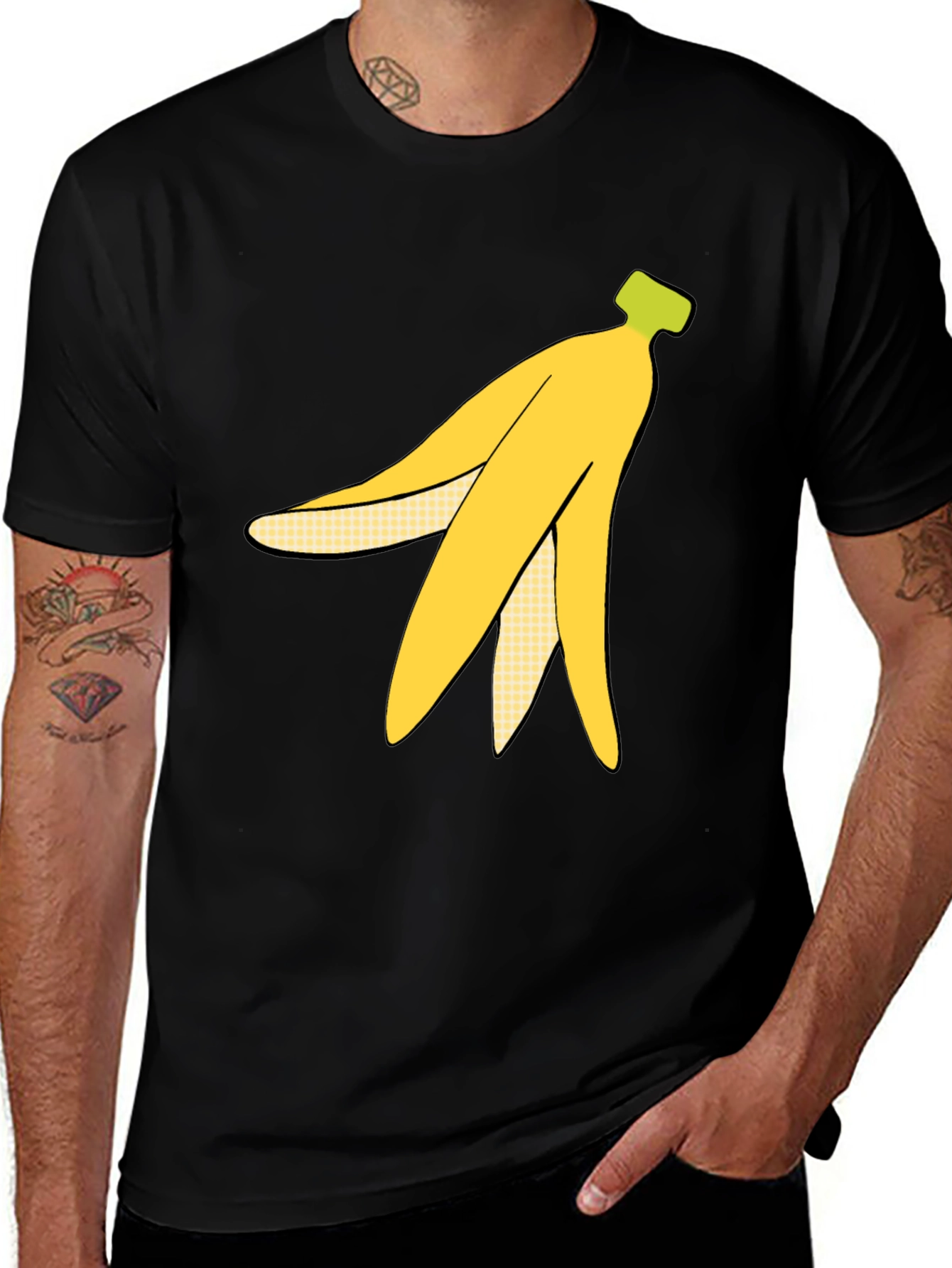 Banana Peel Graphic Tee - Quirky Black T-Shirt