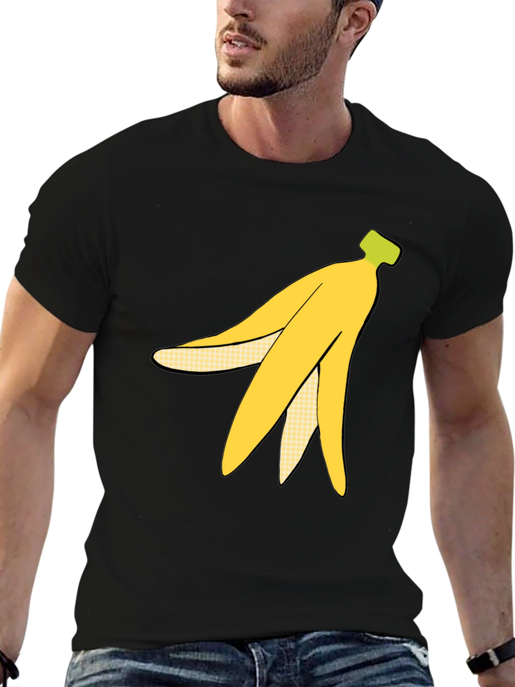 Banana Peel Graphic Tee - Quirky Black T-Shirt