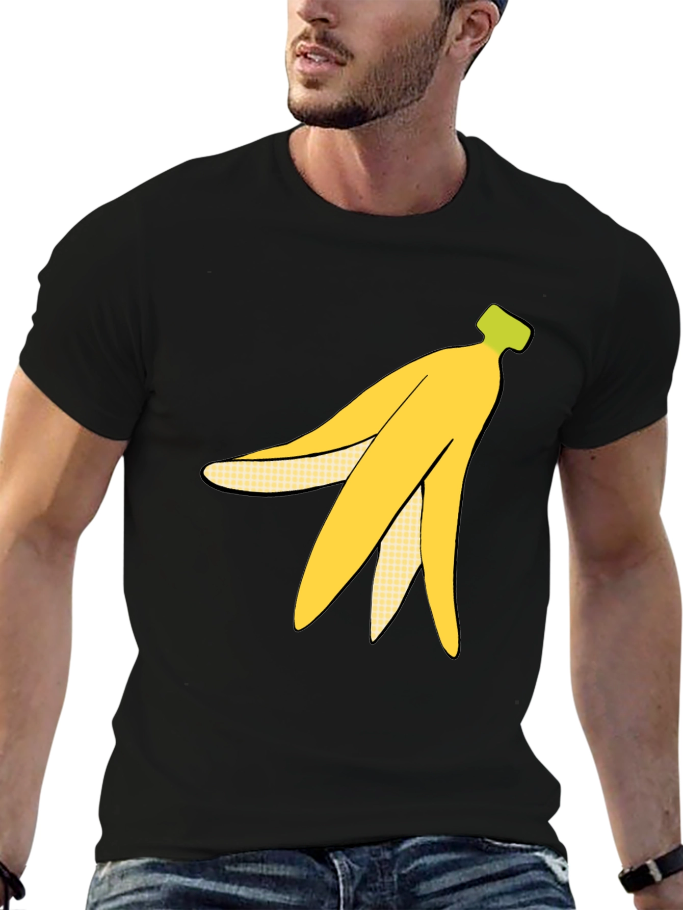 Banana Peel Graphic Tee - Quirky Black T-Shirt