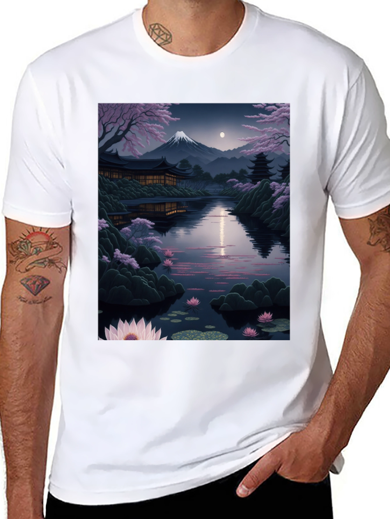 Japanese Landscape Graphic Tee - Black