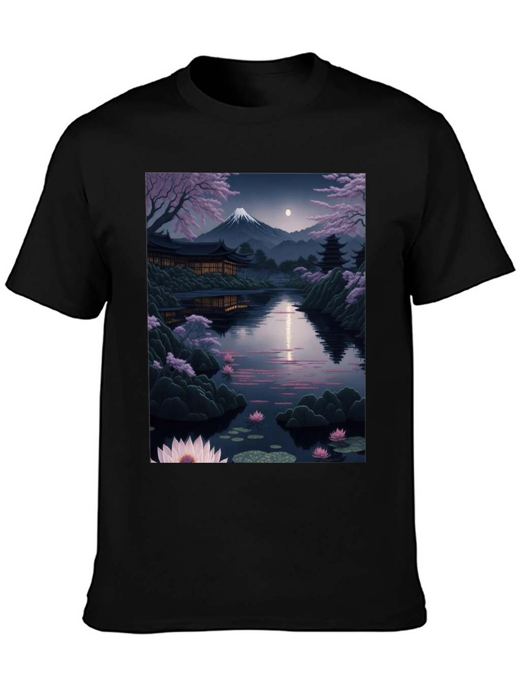 Japanese Landscape Graphic Tee - Black