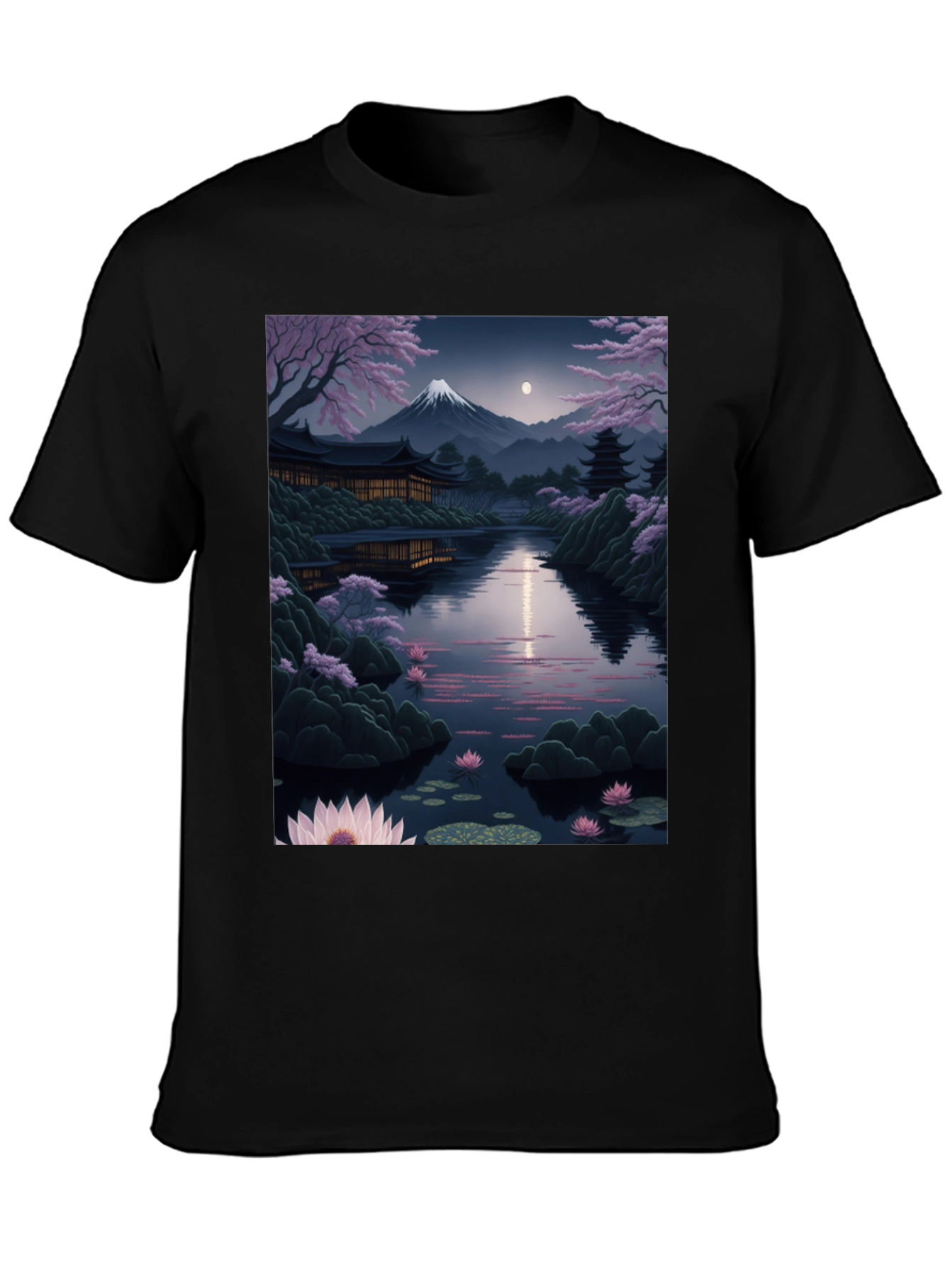 Japanese Landscape Graphic Tee - Black