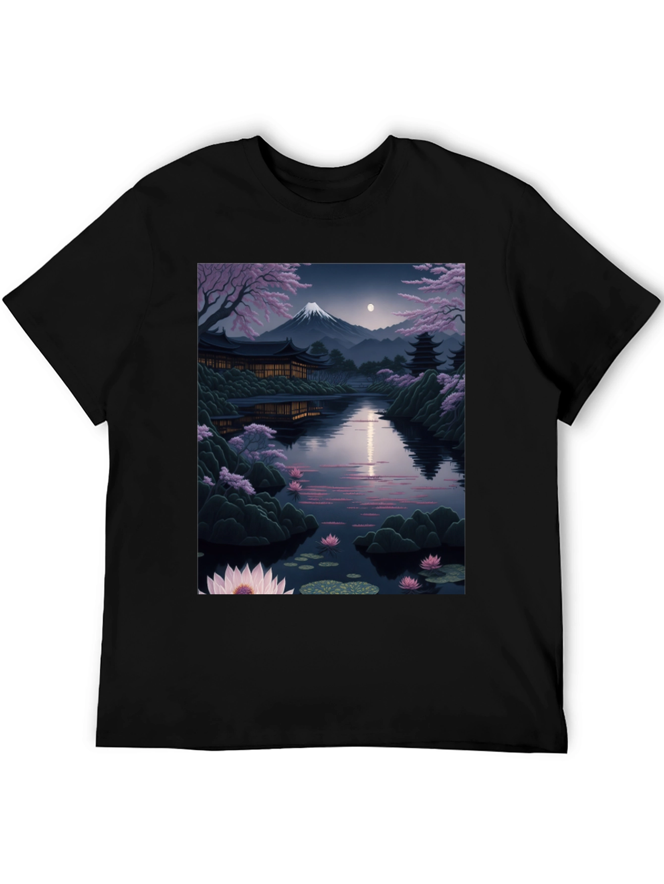 Japanese Landscape Graphic Tee - Black