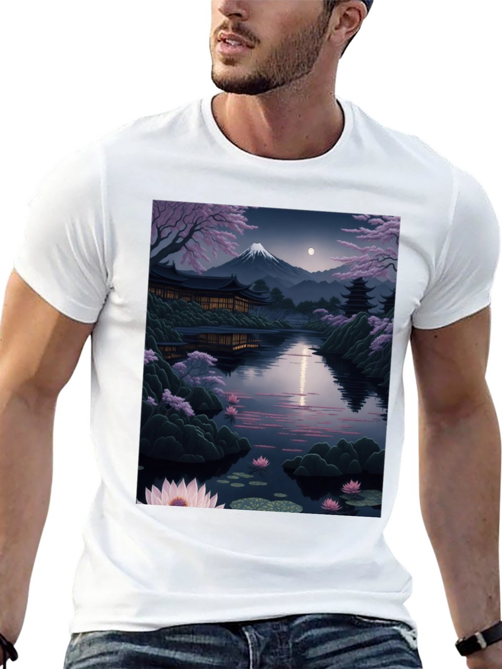 Japanese Landscape Graphic Tee - Black