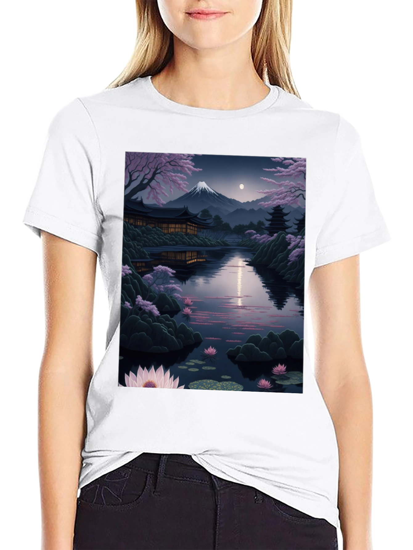 Japanese Landscape Graphic Tee - Black