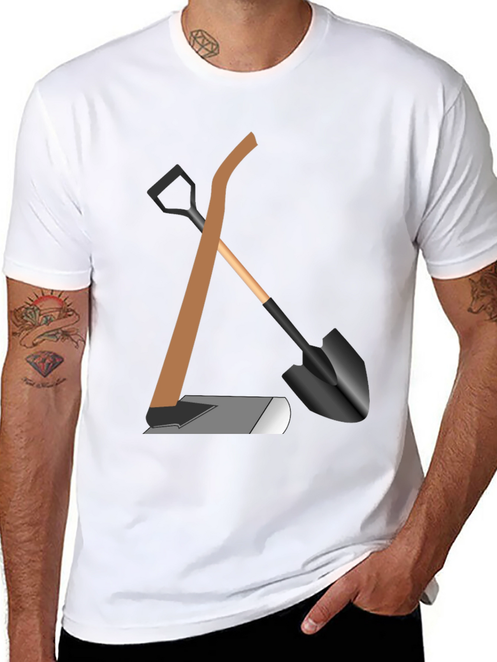 Gardening Tools Graphic Tee - Black Cotton Shirt