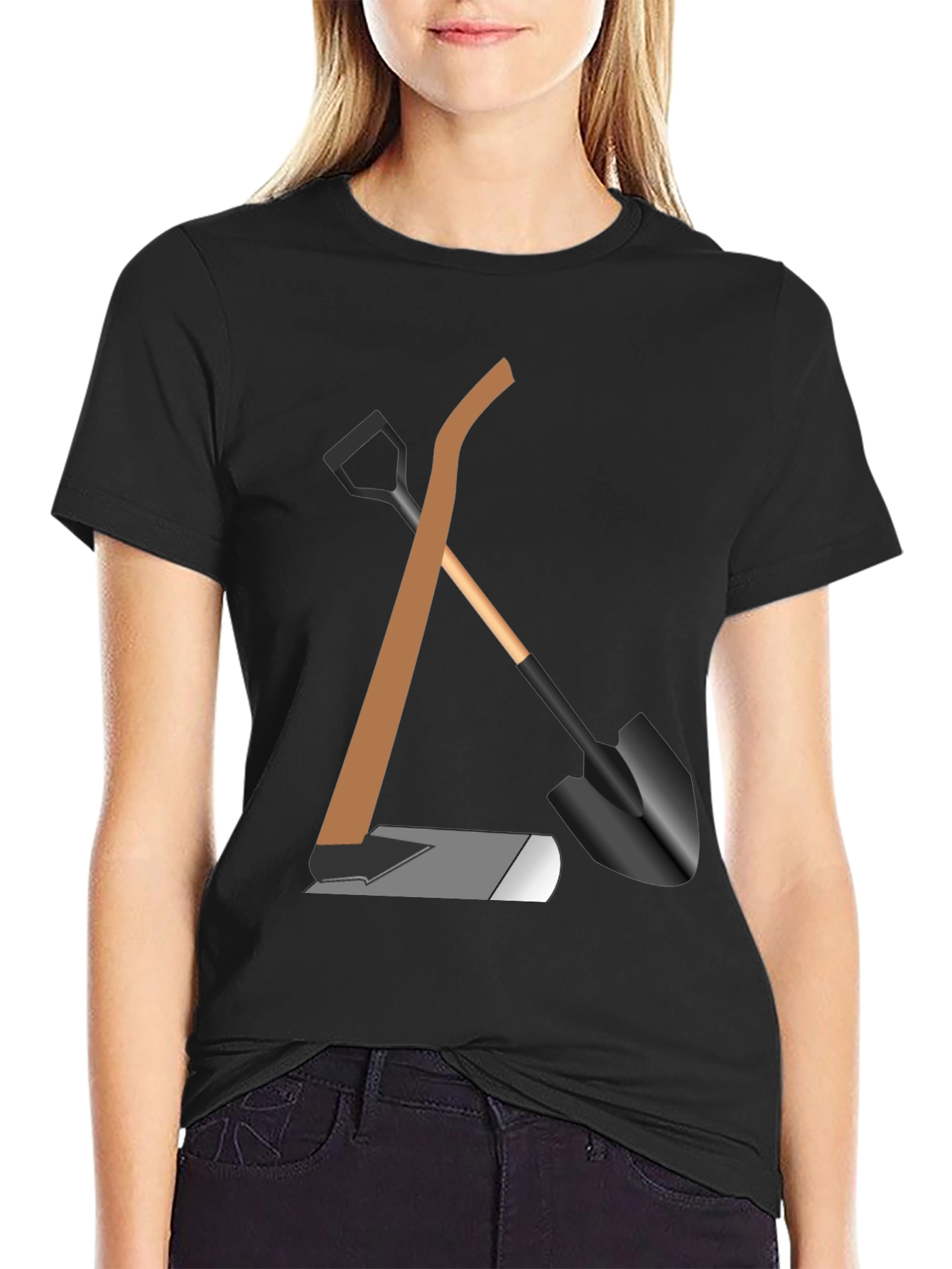 Gardening Tools Graphic Tee - Black Cotton Shirt