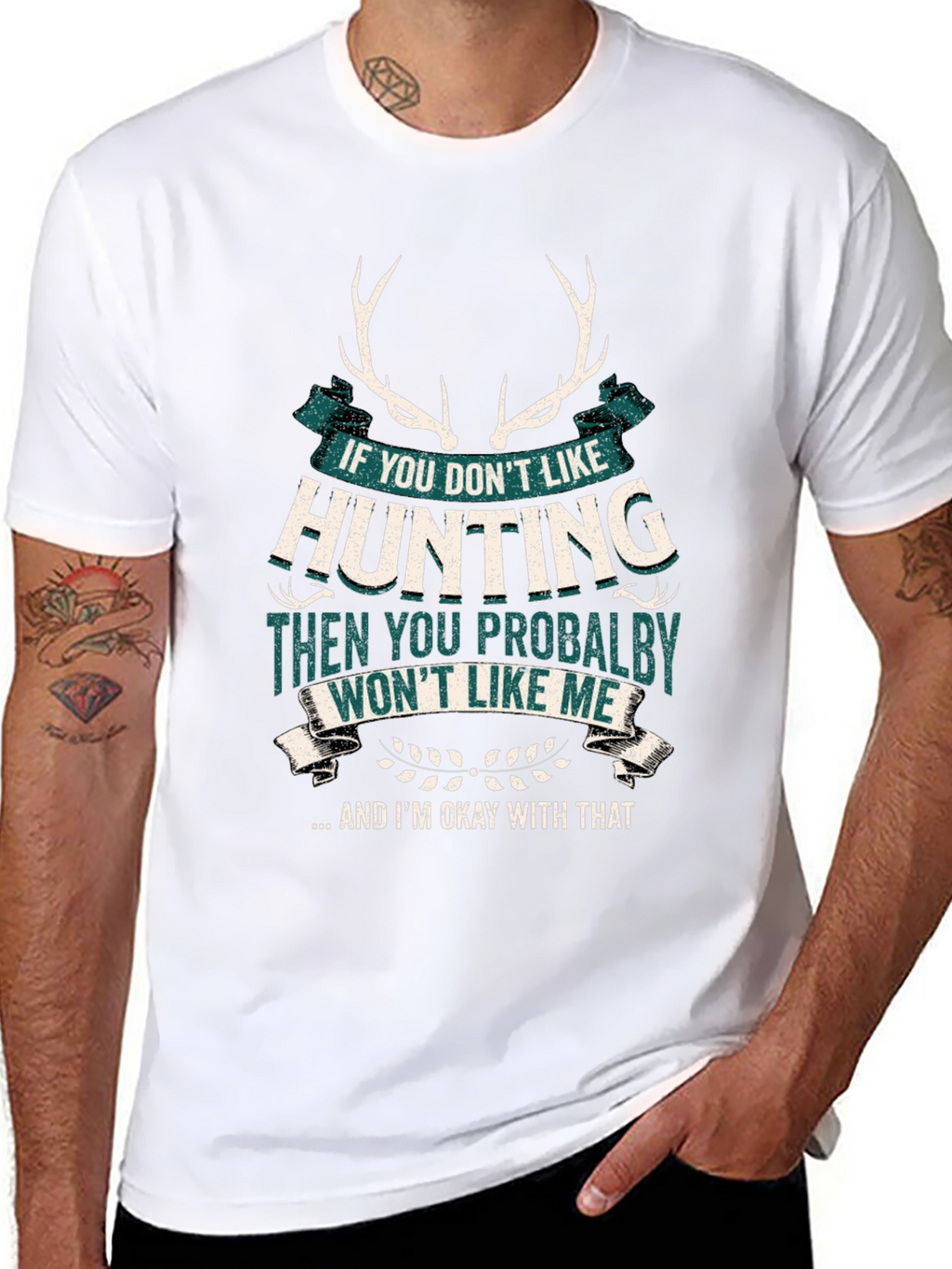 Hunting Graphic T-Shirt - Deer Antlers Funny Quote