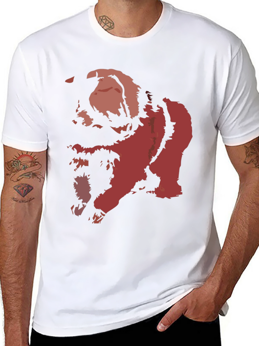 Bold Graphic Tee - Distressed Red Print on Black