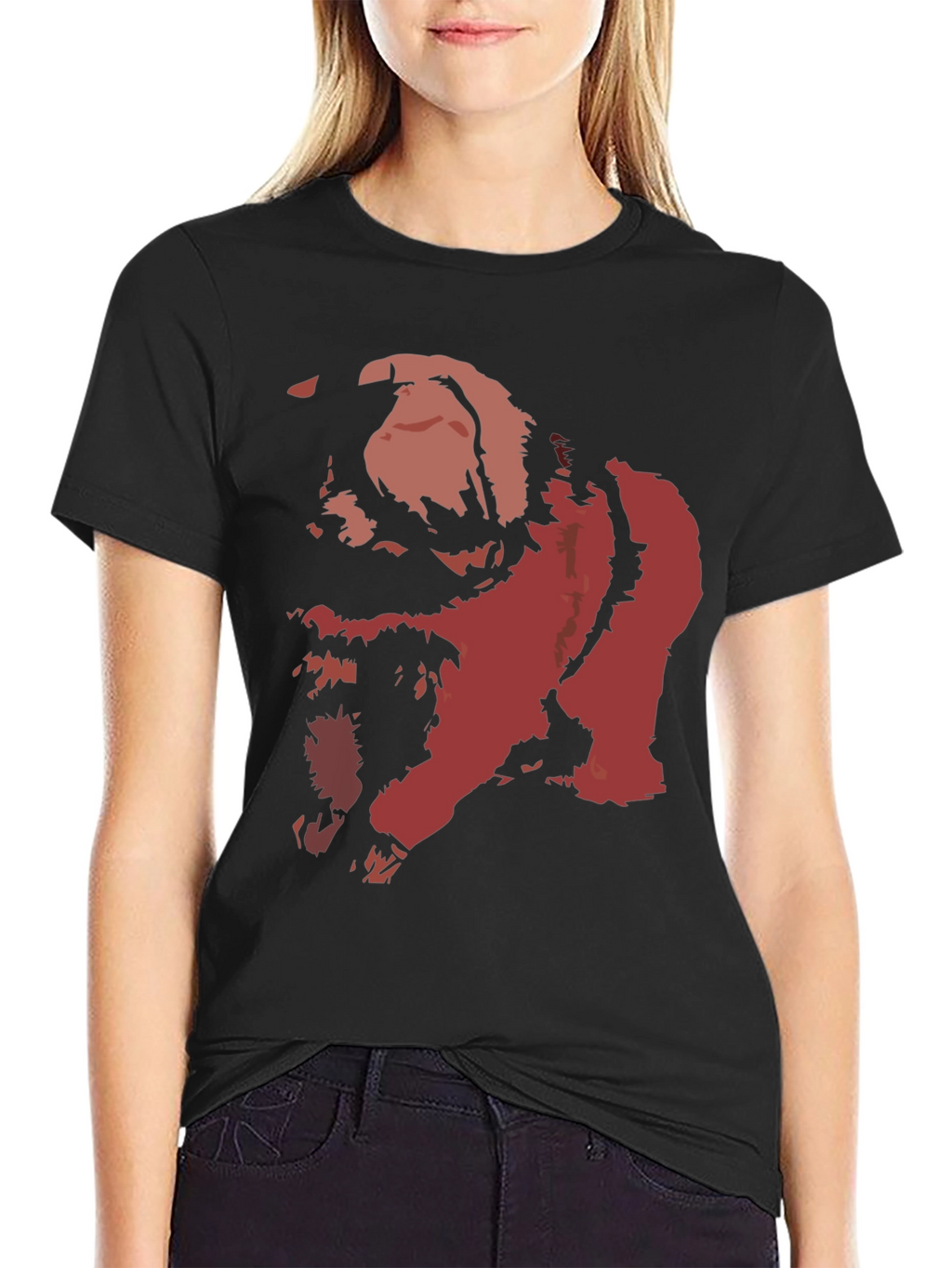 Bold Graphic Tee - Distressed Red Print on Black