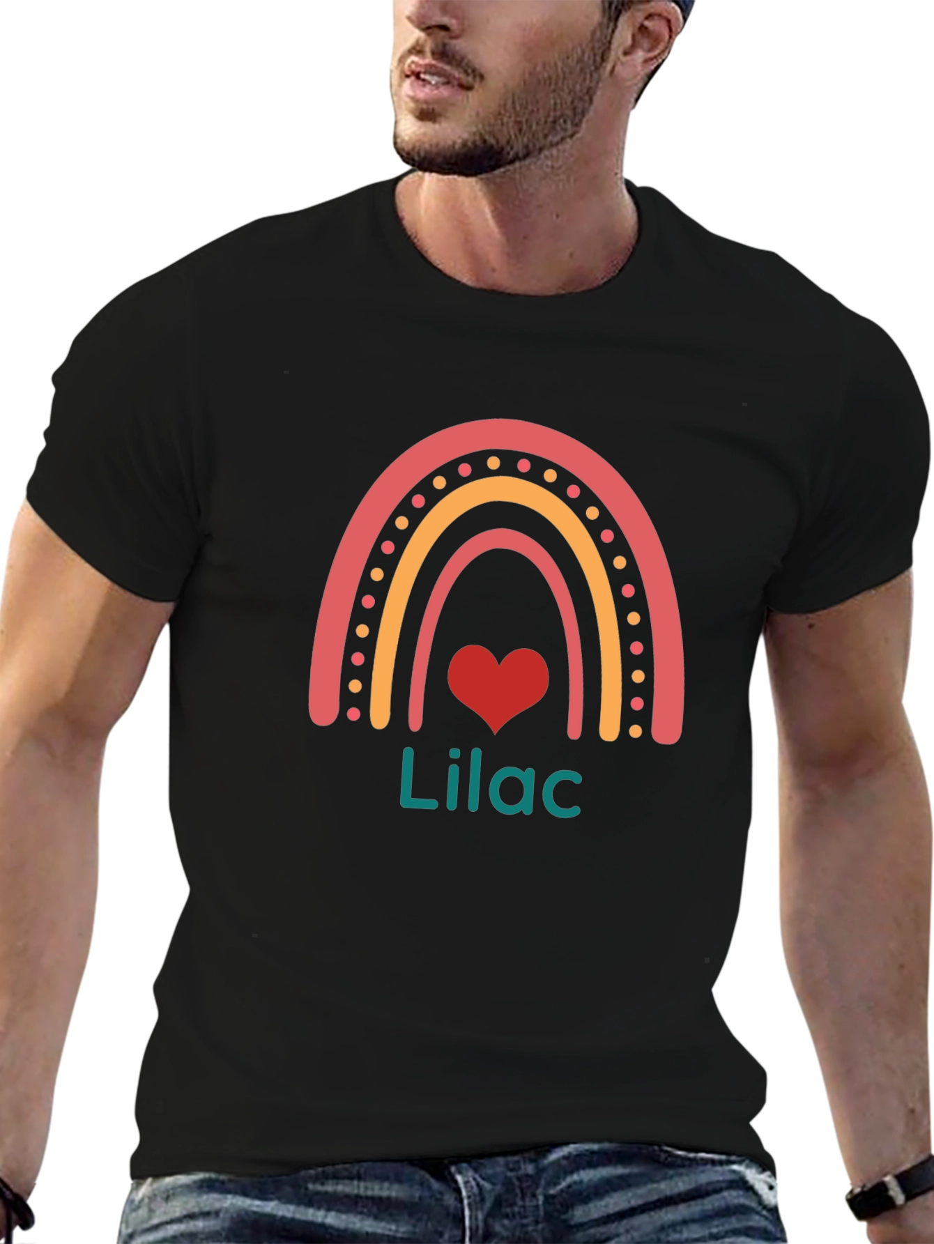 Rainbow Heart Lilac Graphic Tee
