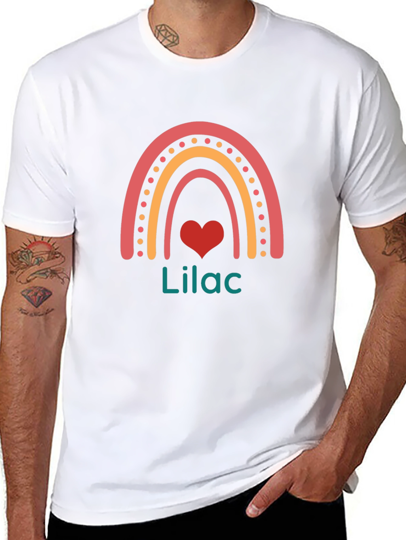 Rainbow Heart Lilac Graphic Tee