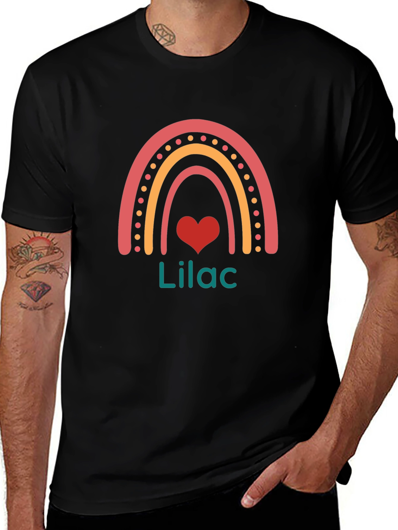 Rainbow Heart Lilac Graphic Tee