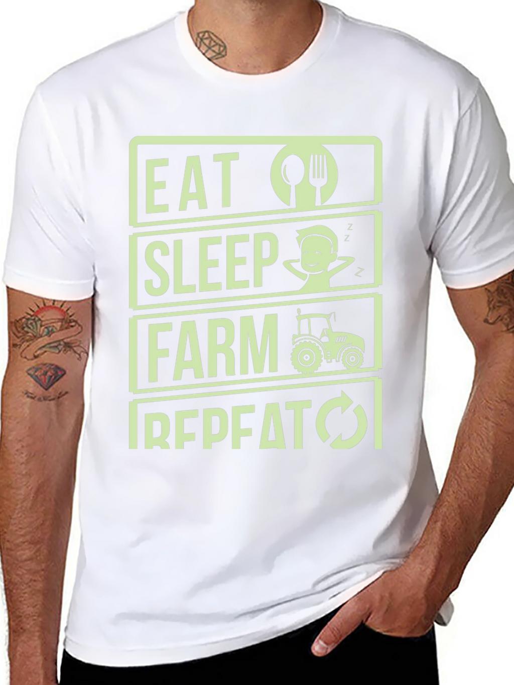 Eat Sleep Farm Repeat T-Shirt - Farmer Gift