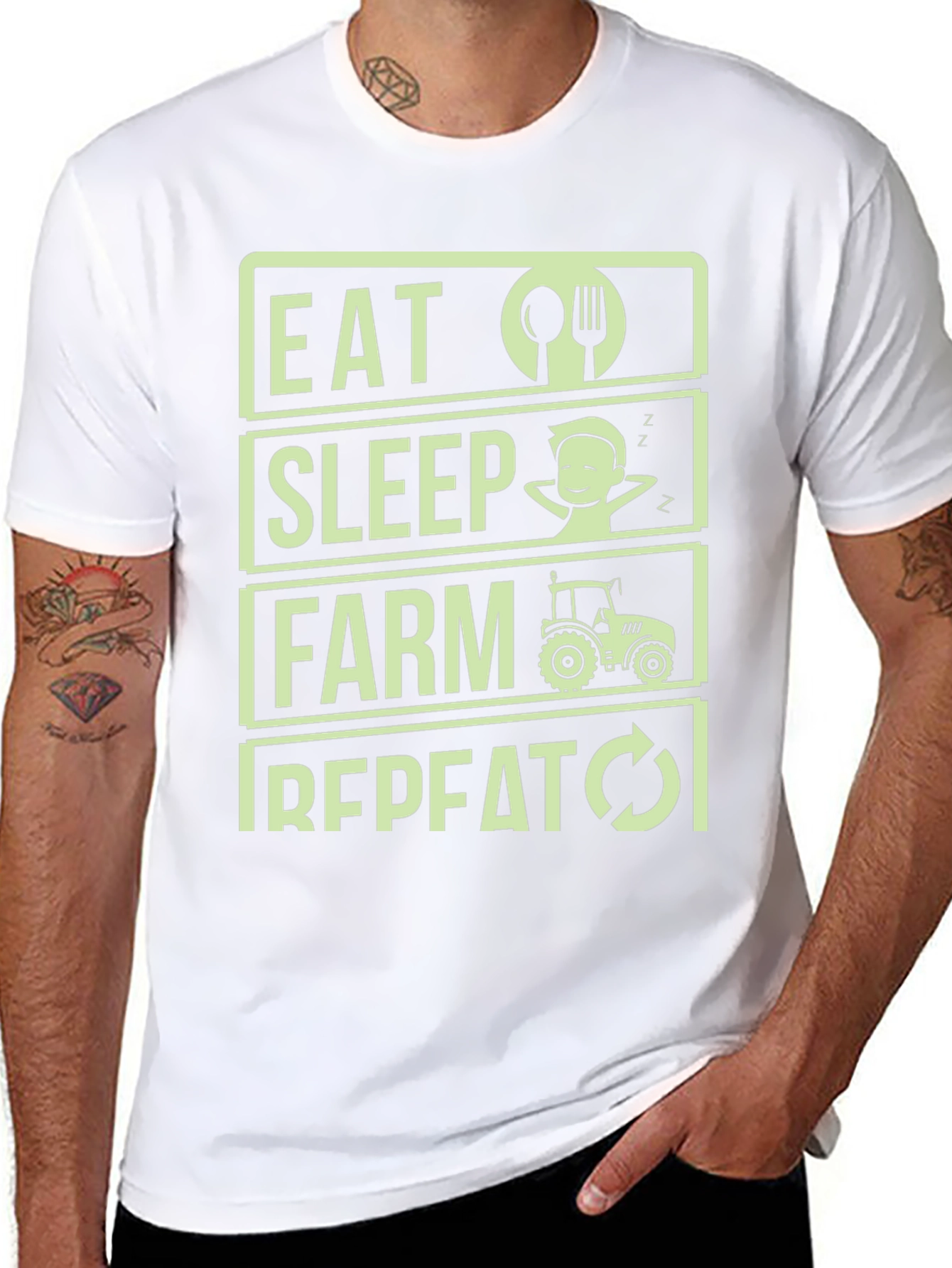 Eat Sleep Farm Repeat T-Shirt - Farmer Gift