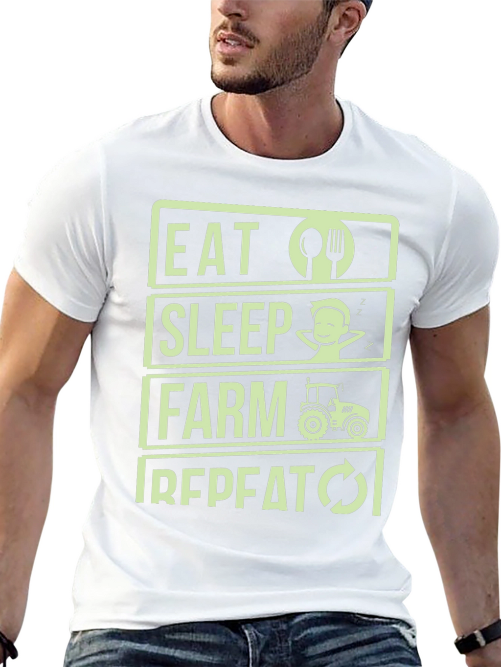 Eat Sleep Farm Repeat T-Shirt - Farmer Gift
