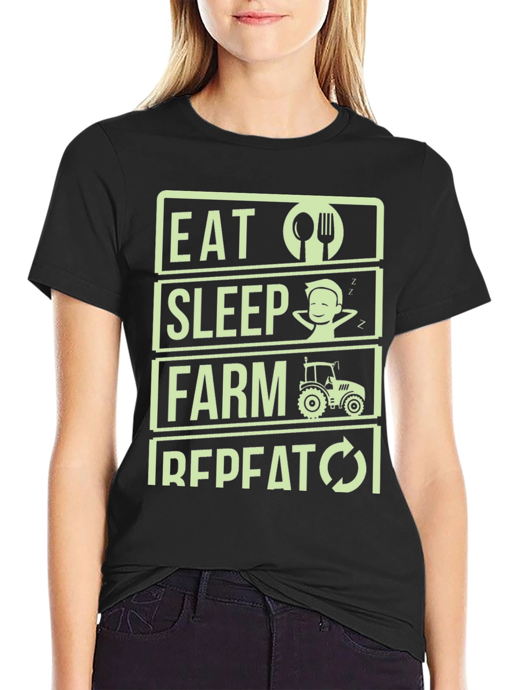 Eat Sleep Farm Repeat T-Shirt - Farmer Gift