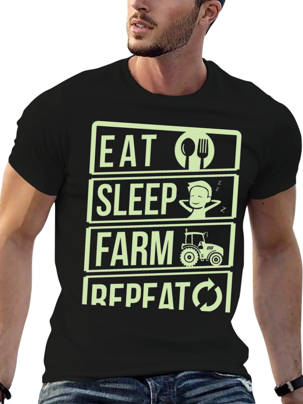 Eat Sleep Farm Repeat T-Shirt - Farmer Gift