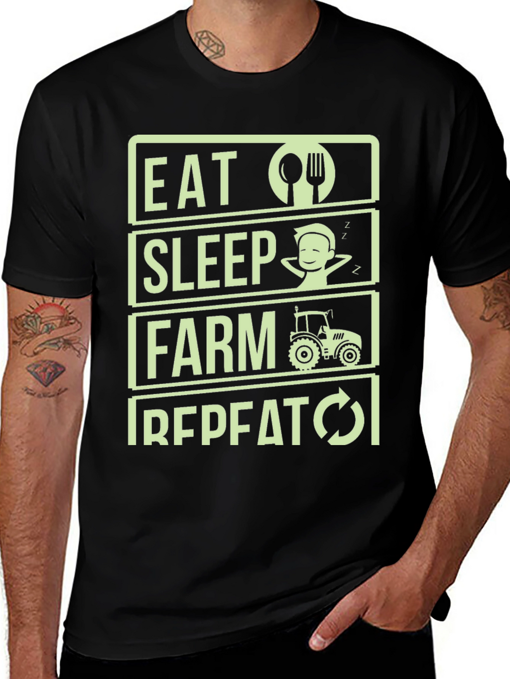 Eat Sleep Farm Repeat T-Shirt - Farmer Gift