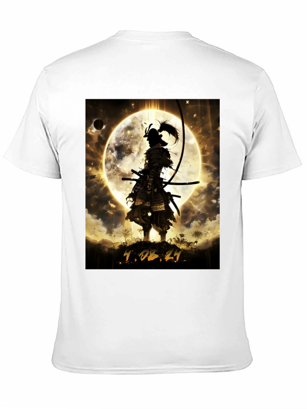 Samurai Moon Graphic T-Shirt - Warrior Style