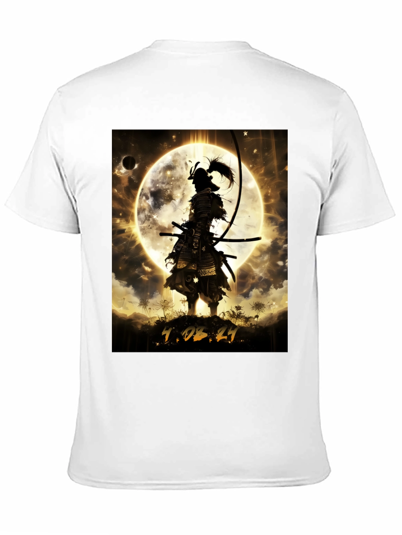 Samurai Moon Graphic T-Shirt - Warrior Style