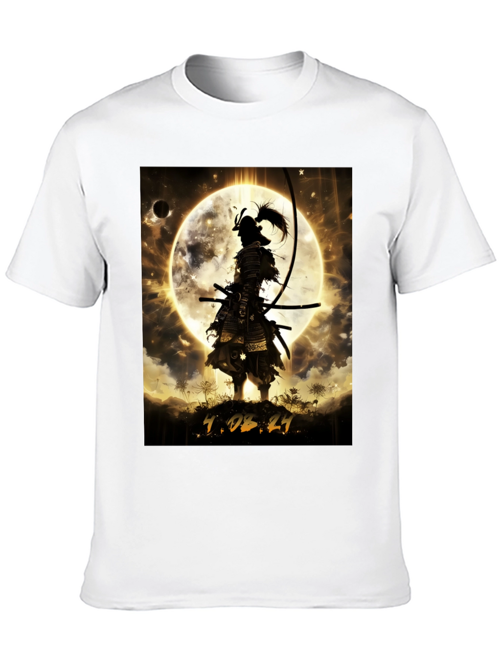 Samurai Moon Graphic T-Shirt - Warrior Style