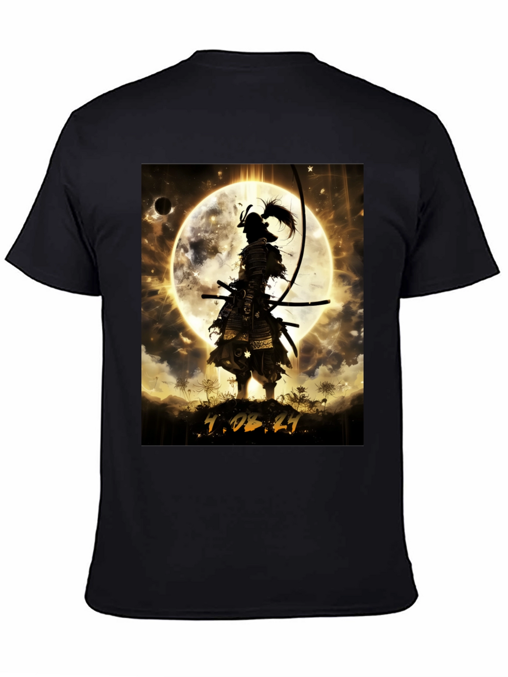 Samurai Moon Graphic T-Shirt - Warrior Style