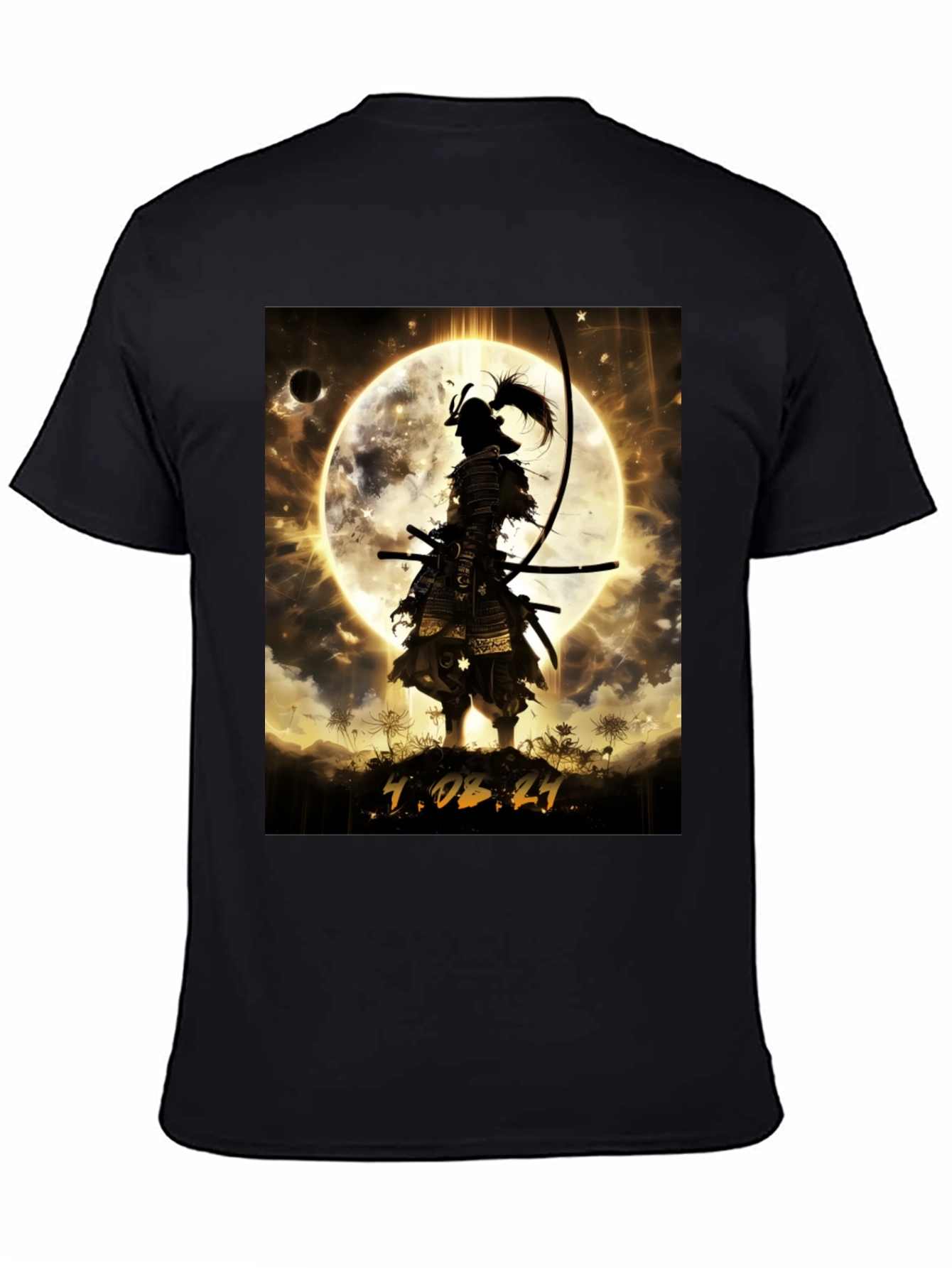Samurai Moon Graphic T-Shirt - Warrior Style