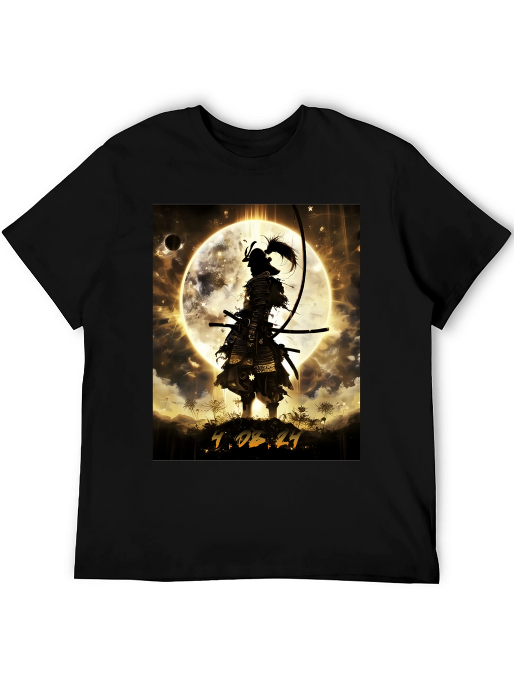 Samurai Moon Graphic T-Shirt - Warrior Style