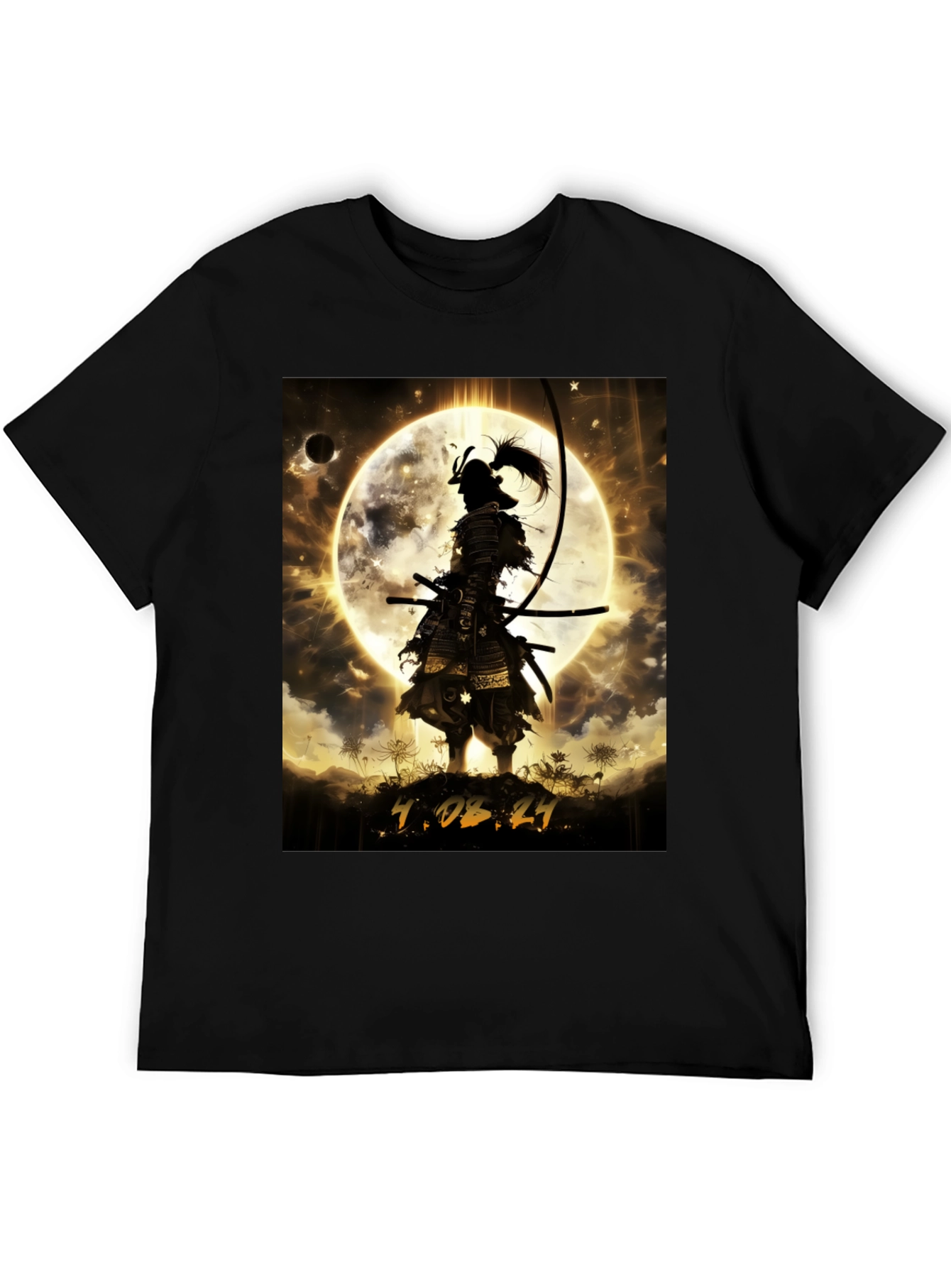 Samurai Moon Graphic T-Shirt - Warrior Style
