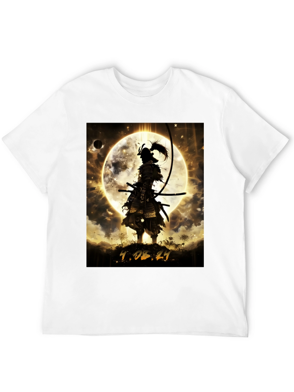 Samurai Moon Graphic T-Shirt - Warrior Style