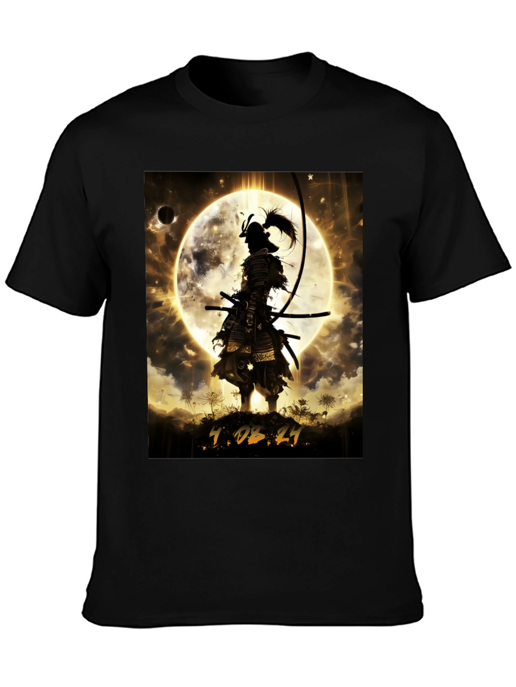 Samurai Moon Graphic T-Shirt - Warrior Style
