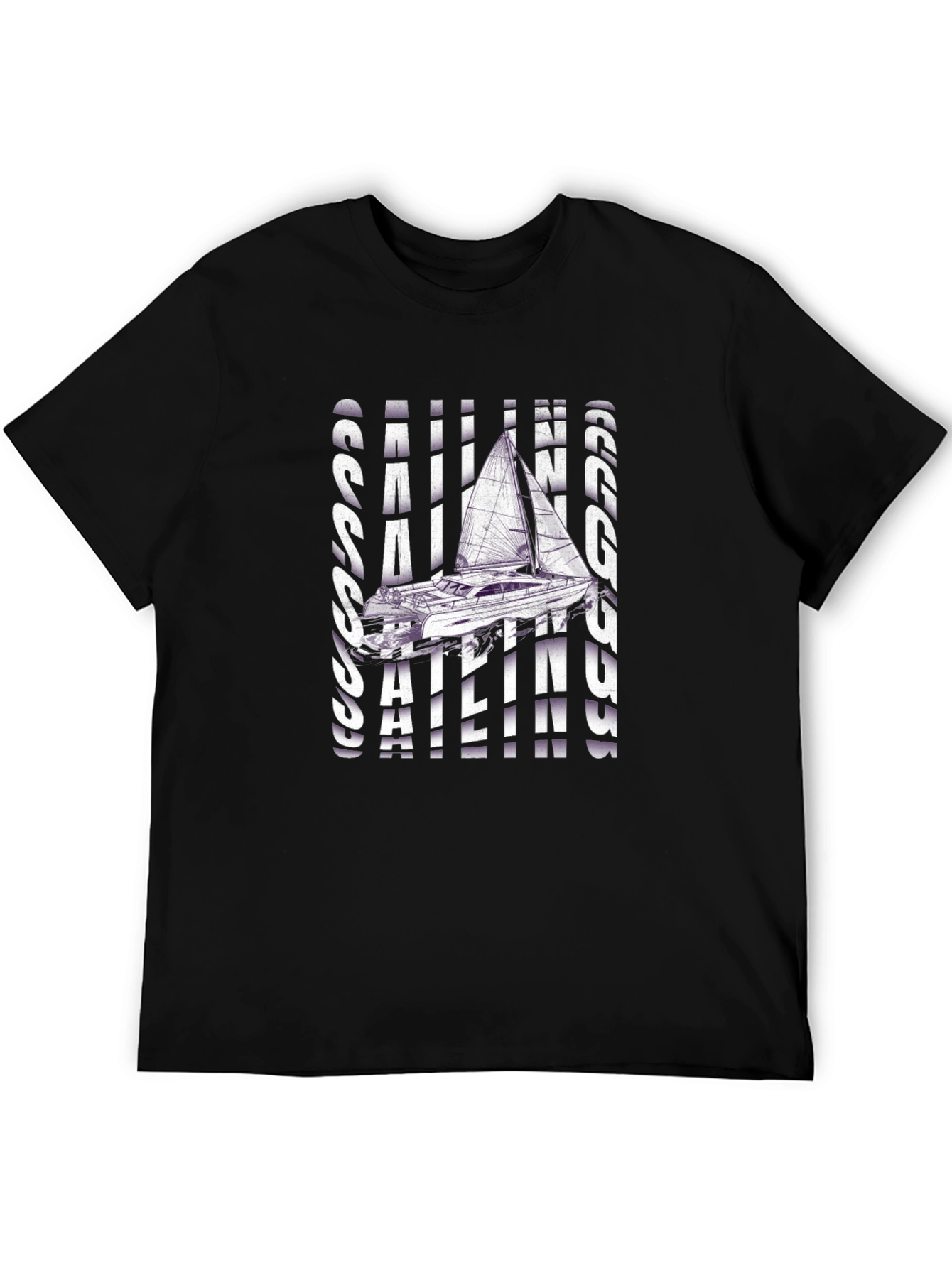 Sailing Graphic T-Shirt - Black Crew Neck