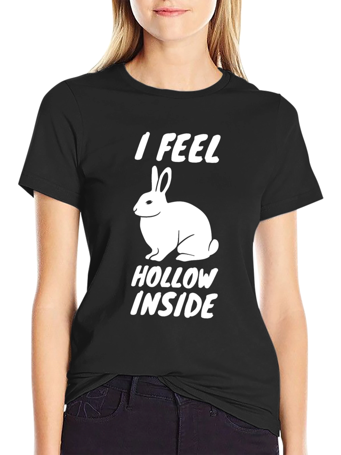 I Feel Hollow Inside Funny Rabbit Graphic Tee