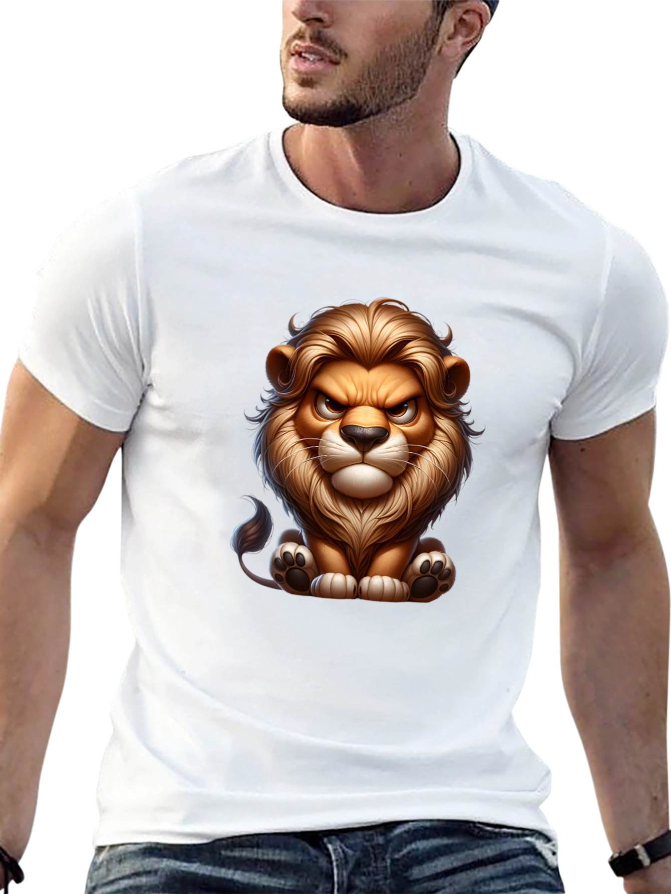 Cartoon Lion Graphic Tee - Cool Animal Design