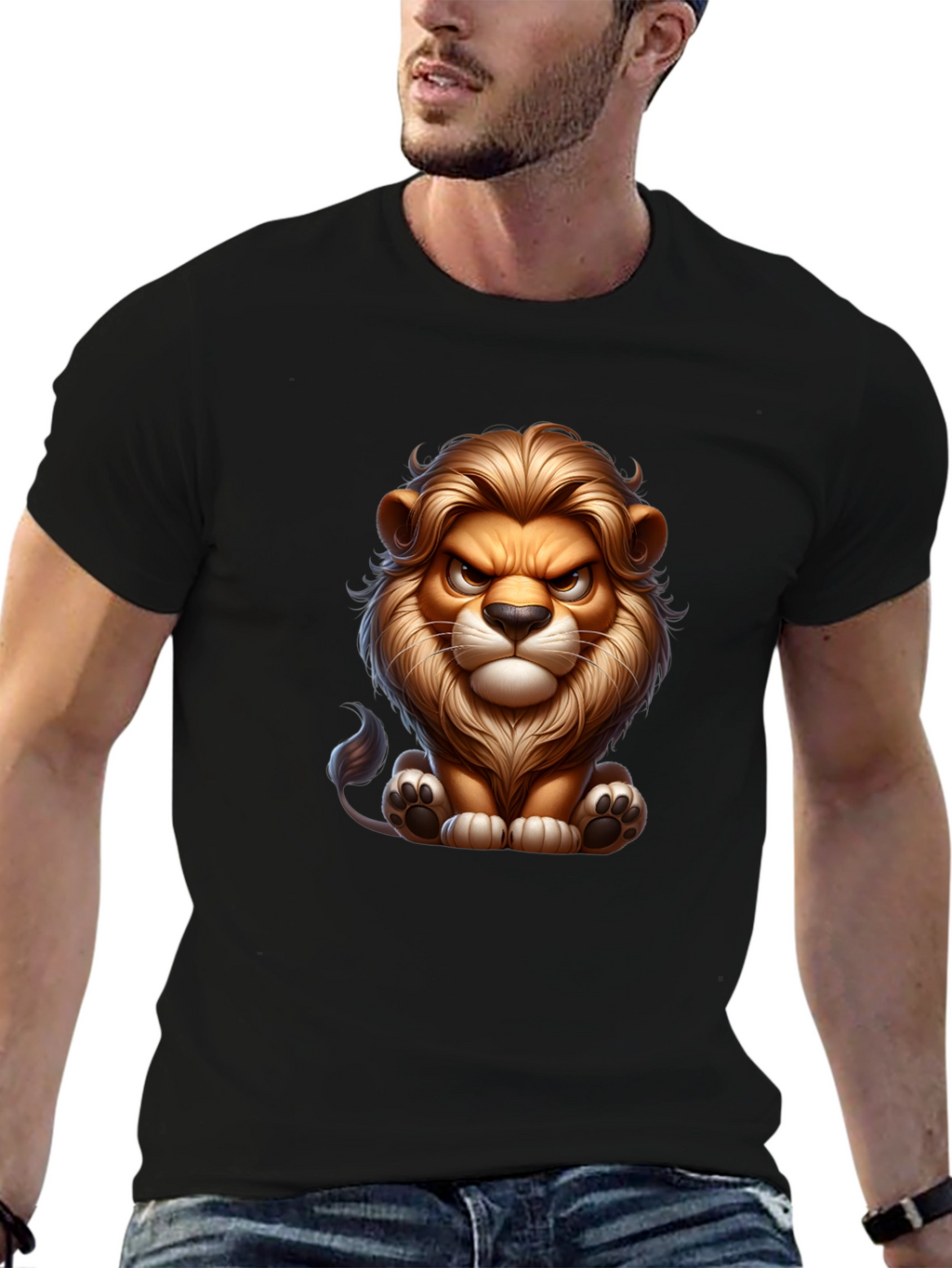 Cartoon Lion Graphic Tee - Cool Animal Design