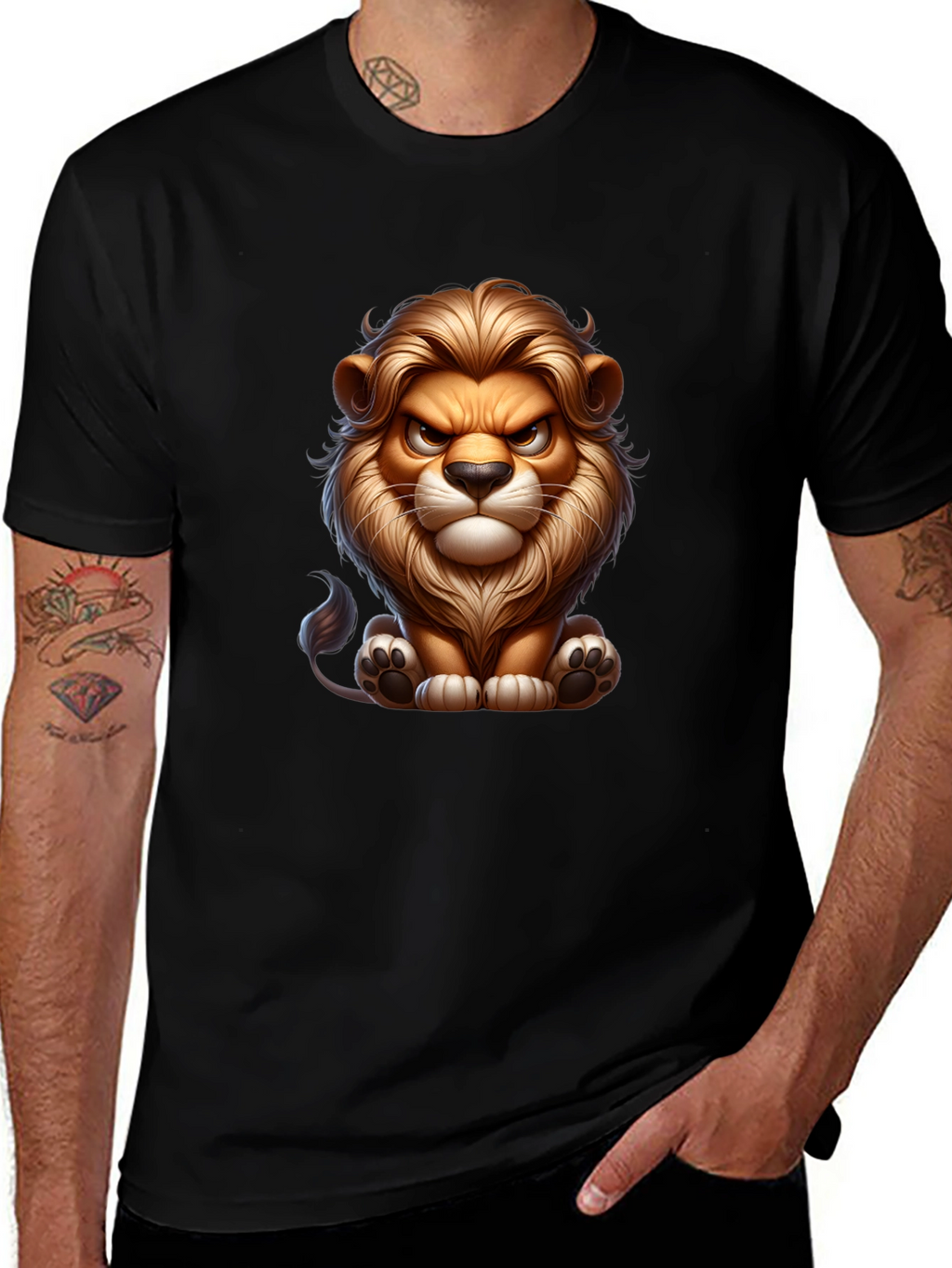 Cartoon Lion Graphic Tee - Cool Animal Design