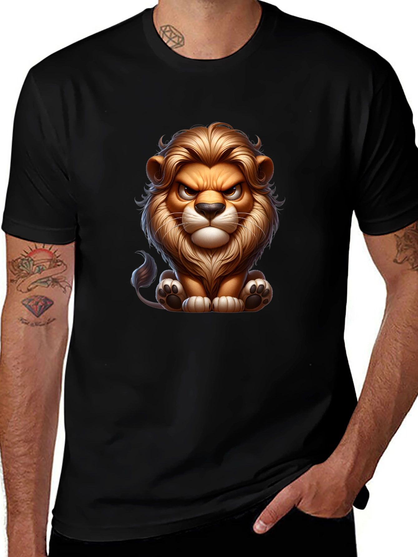 Cartoon Lion Graphic Tee - Cool Animal Design