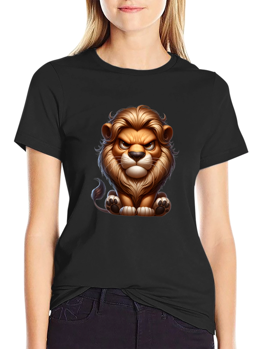 Cartoon Lion Graphic Tee - Cool Animal Design