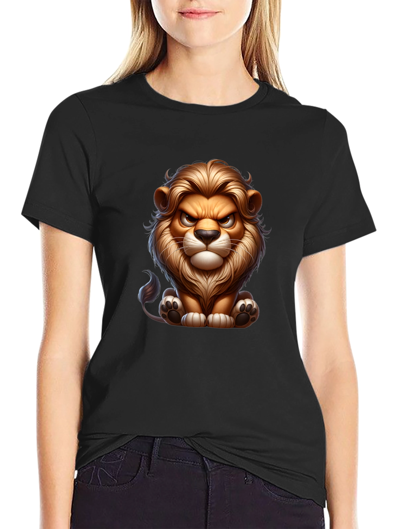 Cartoon Lion Graphic Tee - Cool Animal Design