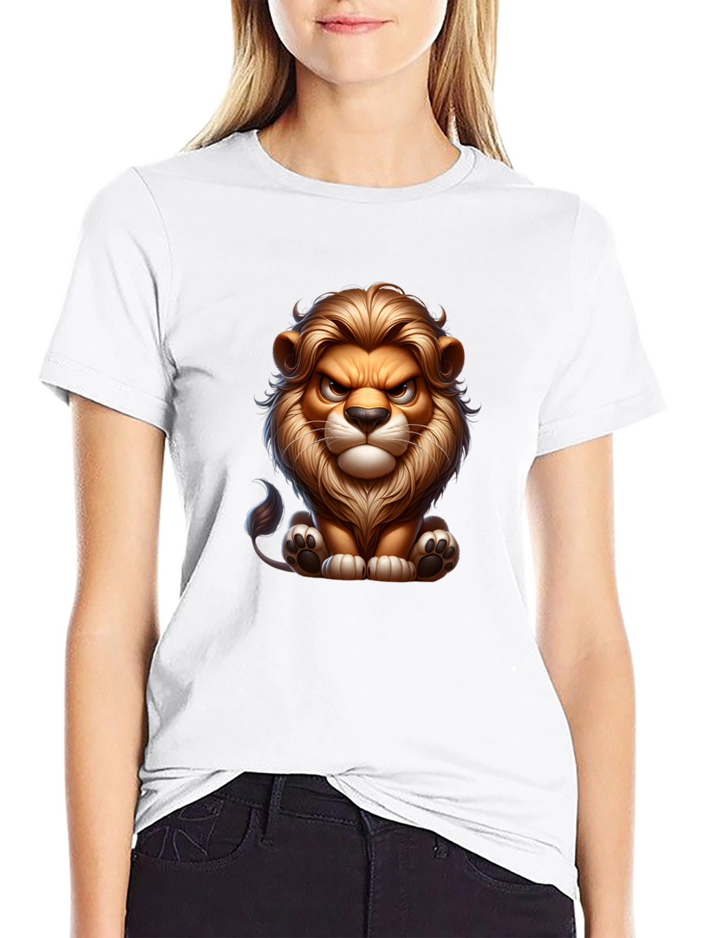 Cartoon Lion Graphic Tee - Cool Animal Design