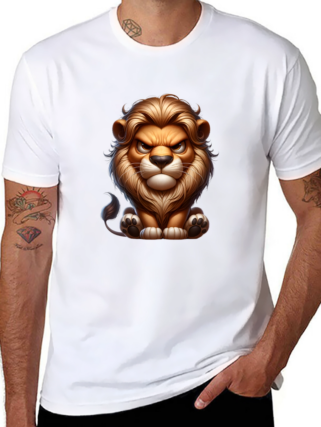 Cartoon Lion Graphic Tee - Cool Animal Design