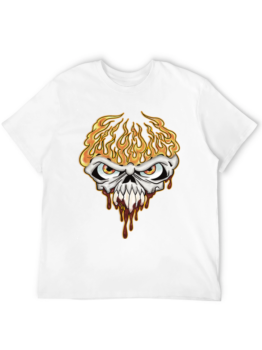 Fiery Skull Graphic Tee - Mens Black T-Shirt