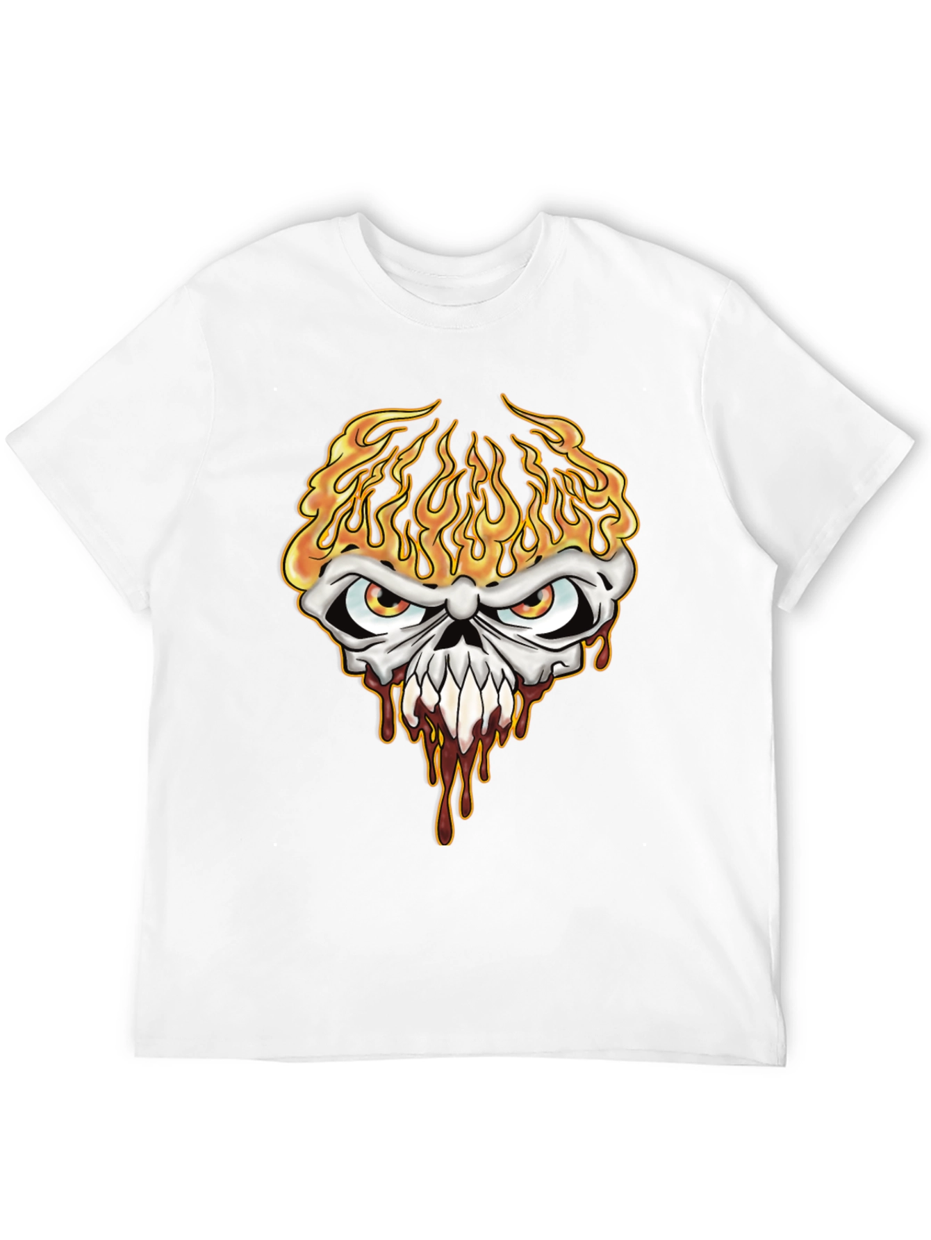 Fiery Skull Graphic Tee - Mens Black T-Shirt
