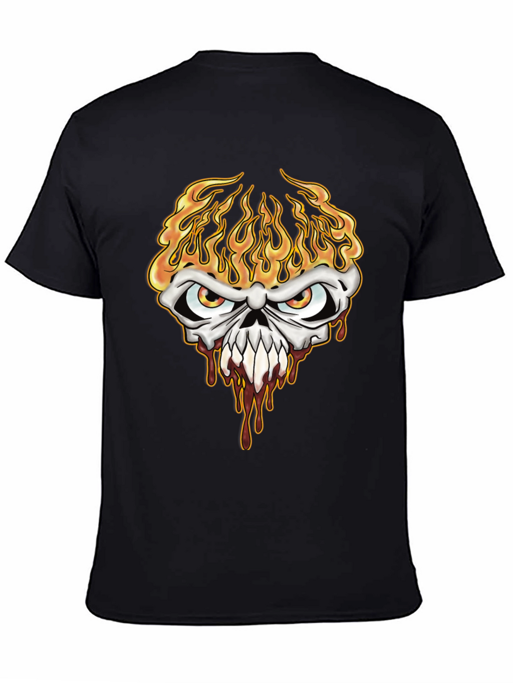 Fiery Skull Graphic Tee - Mens Black T-Shirt