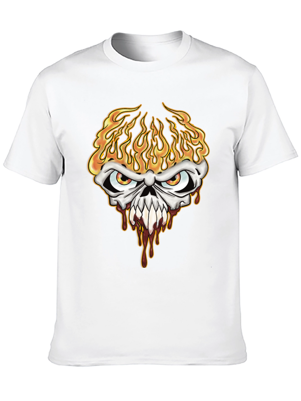 Fiery Skull Graphic Tee - Mens Black T-Shirt